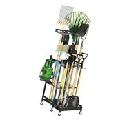 Wall-Mounted Garden Tool with Sections & Rollers - Perfect for Yard Workshops, Garden Tool Storage Cart, Space-Saving Outdoor Tool Rack