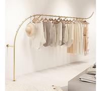 Wall Mounted Garment Rack, Pipe Shelf Towel Rack, Closet Clothes Organizer, Gold Retail Display Stand