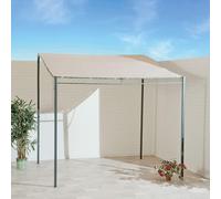 Wall Mounted Gazebo 2.5 x 2m - Space-Saving Steel Frame, Ecru Canopy, Dark Grey Finish