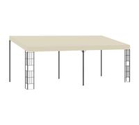 Wall-mounted gazebo 3x6m Cream polyester canopy PA-coated steel frame UV-proof.