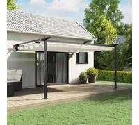 Wall Mounted Gazebo Cream 3x3m Retractable Steel Frame Polyester Canopy UV50+