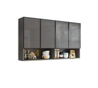 Wall Mounted Glass Display Cabinet - Large Capacity Hanging Pantry Storage for Kitchen Bathroom Bedroom & Living Room (62 x 15 x 31 in) - Stylish Door Design
