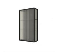 Wall-Mounted Glass Storage Cabinet, Hanging Shelves for Collectibles, Bathroom or Kitchen, Sliding Doors, Metal Frame