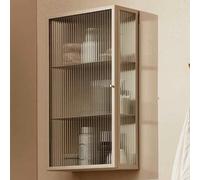 Wall-Mounted Glass Storage Cabinet with Tempered Glass Doors and Metal Frame for Bathroom & Kitchen, Stylish Medicine Cabinet with Ample Storage Space