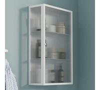 Wall-Mounted Glass Storage Cabinet with Tempered Glass Doors and Metal Frame for Bathroom & Kitchen, Stylish Medicine Cabinet with Ample Storage Space