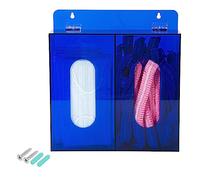 Wall Mounted Glove Dispenser, Hairnet Shoe Cover Dispenser，Acrylic Glove Box Holder, Blue (for 2 Boxes)