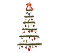 Wall Mounted Glowing Christmas Tree,Retro Wooden Wall Hanging Christmas Trees with LED lights,DIY Wood Rope Ladder Glow Xmas Twig Tree for Bedroom,Living Room Decor (Green)