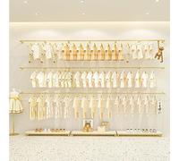 Wall Mounted Gold Clothes Rack Floating Shelves, Modern Metal Industrial Pipe Garment Rack, Commercial Iron Clothes Hanging Bar, Multi-Purpose Closet Rods Laundry Room Drying Rack