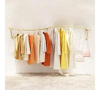 Wall Mounted Gold Clothes Rail, Gold Clothes RackModern Industrial Wedding Hanger Coat Rack For Clothing Store, Creative Boutique Clothing Store Display Rack