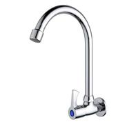 Wall-Mounted Gooseneck Sink Faucet - 360° Rotat Single Handle Cold Water Tap for Kitchen G1/2 Connect Sk Ch h Ideal for Home Use