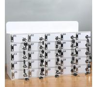 Wall-Mounted Gym Locker with Key Silver - Secure Cell Phone Storage Box for Office School Classroom Multiple Grids 6 Bit Safe for Phones and Valuables