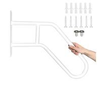 Wall Mounted Handrail for Outdoor Steps, U Shaped Metal Stair Railing, 22.5" Hand Railings for Indoor or Outdoor 1 to 3 Steps, Safety Grab Bars for Garage, Porch, Garden (Dia 1.25", Round Pipe White)