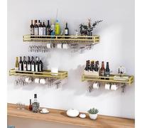 Wall Mounted Hanging Rack, Stemware Display 60/80/100cm, Metal Stemware Holder, Glassware Storage Hanger, For Kitchen, Dining Room, Pantry, Black, 60cmx20cmx8.5cm