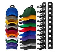 Wall Mounted Hat Rack 20 Hooks Baseball Cap Organizer | Removable adjustable hooks, customize width and count, fits various hat sizes, flexible storage