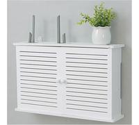 Wall Mounted Headboard Shelf Stylish White WiFi Router Hideaway with Storage Box for Home Organization and Décor Space Saving Solution for Modern Living
