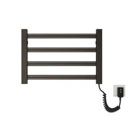 Wall Mounted Heated Towel Rack, Smart Electric Towel Rail With Thermostat, Bathroom Towel Rail Clothes Dryer, Hardwired/Plug In Towel Holder Warmer(Black,Right Line)