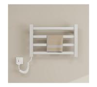 Wall Mounted Heated Towel Rack, Smart Electric Towel Rail With Thermostat, Bathroom Towel Rail Clothes Dryer, Hardwired/Plug In Towel Holder Warmer(White,Left Line)