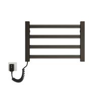 Wall Mounted Heated Towel Rack, Smart Electric Towel Rail With Thermostat, Bathroom Towel Rail Clothes Dryer, Hardwired/Plug In Towel Holder Warmer(Black,Left Line)