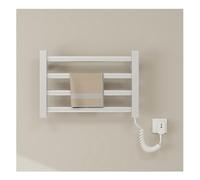 Wall Mounted Heated Towel Rack, Smart Electric Towel Rail With Thermostat, Bathroom Towel Rail Clothes Dryer, Hardwired/Plug In Towel Holder Warmer(White,Right Line)