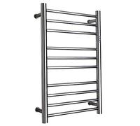 Wall-Mounted Heated Towel Rack with Built-in Timer 10 Bars Stainless Steel Plug-in/Hardwired Bathroom Drying Solution for Luxurious Comfort