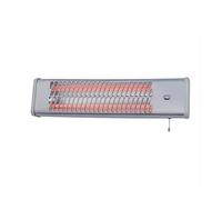 Wall Mounted Heater 1200W Quartz, Silver Chrome, Pull Cord Operation, 2 Heat Settings, Halogen Heater, Suitable for Bathroom, Patio, Garage, Workshop, Laundry Room or Office