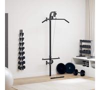Wall-Mounted Home Gym Black Steel 99x53x194cm Dual Pulley 120kg Capacity Handles