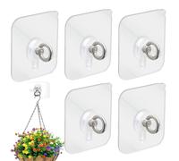 Wall Mounted Hooks, Adhesive Ceiling Hooks - 5X Heavy Duty Hangers - Ceiling Bracket, Utility Hook for Lanterns, Wind Chimes, Decorations, Max 10lb