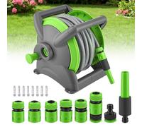 Wall Mounted Hose Reel 20M Hosepipe 1/2in & 3/4in Tap Adapter 7 Spray Modes & 5 Hose Pipe Connector UV50 Protection Against Sun and Frost Wall Mounted Garden Hose Reel for Lawn Patio Car Cleaning