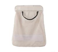 Wall mounted household storage bag with non punching design, made from cotton cloth and strong elastic mesh, for decluttering and organizing living spaces (White)