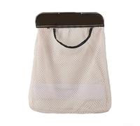 Wall mounted household storage bag with non punching design, made from cotton cloth and strong elastic mesh, for decluttering and organizing living spaces (Black)