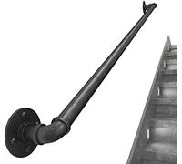 Wall-Mounted il Retro Bar Stair Railing Black Wrought Iron Pipe Stair Guard Industrial Style Corridor il 3.2cm Diameter (90cm) for Safety & Support.