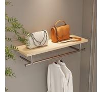 Wall Mounted Industrial Pipe Clothes Rack With Top Shelf, Stainless Steel Modern Garment Rack Closet Rod, Multi-purpose Space-saving Clothing Hanging Rods,for Laundry Room Boutique