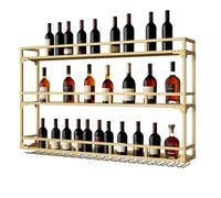 Wall-Mounted Industrial Wine Rack 3-Tier Hanging Bottle Shelf with Display Stand Metal Wine Storage nizer (Gold 31.5x35.4in) - Perfect for Home or Bar Decor