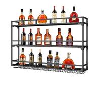 Wall-Mounted Industrial Wine Rack 3-Tier Metal Bottle Display Shelf Hanging Wine Storage nizer (Black 80x90cm/31.5x35.4in) - Perfect for Home or Bar Decor