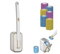 Wall-Mounted Innovative Toilet Brush Set, Disposable Toilet Bowl Cleaner Wand with Fresh Scent Refills, Lavatory Brushes and Plunger Set Hidden, for Bath (with 6Mix)