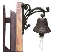 Wall Mounted Iron Doorbell - Cast Iron Doorbell, Outdoor Dinner Bell Large | Antique Farm & Front Gate Bell Cast Iron Doorbell For Farm House, Vintage Decorative Bells, Intage Brown Metal Iron Doorbel