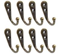 Wall Mounted J Hooks, OZXNO 8 PCS Retro Style Bronze Coat Hangers Small Utility Single Hooks with Mounting Screws for Bath Kitchen Garage