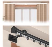 Wall Mounted k System Aluminum Sliding Rail with nt Rollers Ideal for Room Dividers in Living Room and Bedroom Black 5/17.3FT