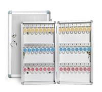 Wall-Mounted Key Cabinet - 120-Key for Keys Transponders & Cards Metal Locking System for Home & Office Security & Space-Saving Design