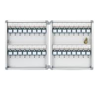 Wall Mounted Key Holder Cabinet with Hooks Colorful Key Labels Ideal for Home Office Garage Rental Holds Up to 32 Keys Space Saving