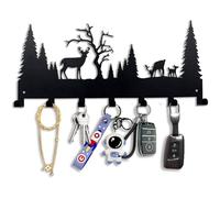 Wall Mounted Key Holder - Key Holder for the Wall | Metal Key Rack Self-Adhesive Metal Shelf with 7 Hooks, Decorative for Keys, Towels, Bags, Hats, Eing