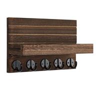 Wall Mounted Key Holder - Wooden Mail Sorting Organizer | Rustic Mail Organizer Rack, Wall Mounted Key Holder Hanger with Shelf for Entryway or Mud