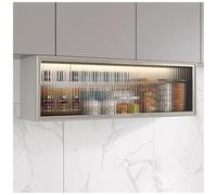 Wall Mounted Kitchen Cabinet Floating Pantry, Heavy Duty Aluminum Spice Jar Rack with Glass Doors, Space-Saving Bottles Organizer, Multifunctional Bathroom Medicine Cabinet