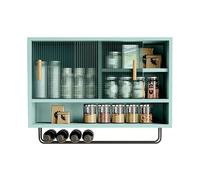 Wall Mounted Kitchen Cabinet with Acrylic Sliding Door Stylish Storage Shelf for Living Room Dining Room Bathroom Green 80x50x28cm Space Saving nizer