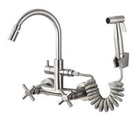 Wall-Mounted Kitchen Faucet, 304 Stainless Steel, Hot & Cold, Concealed Design, Single Lever, Universal Rotation, Perfect for Laundry & Pool Sinks