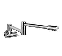 Wall Mounted Kitchen Faucet Brass Sink Tap with Pull Down Dual Joint Swivel Arm 360° Single Handle Kitchen Sink Faucet Chrome Finish Space Saving