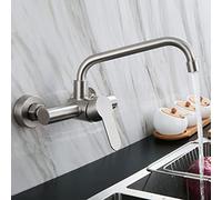 Wall Mounted Kitchen Faucet,Brushed Stainless Steel Sink Mixer Tap,Single Handle Kitchen Sink Faucet,Wall Mount Faucet Kitchen,Mixed Hot and Cold Water Faucet,B(B)