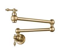 Wall-Mounted Kitchen Faucet, Cold Water Only, Foldable 2-Handle Design, Space-Saving Solution for Modern Kitchens, Black Brass Finish, Perfect for Limited Spaces