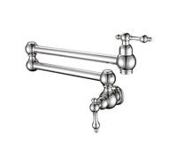 Wall-Mounted Kitchen Faucet, Cold Water Only, Foldable 2-Handle Design, Space-Saving Solution for Modern Kitchens, Black Brass Finish, Perfect for Limited Spaces