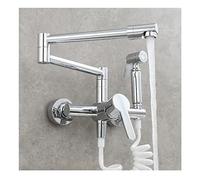 Wall-Mounted Kitchen Faucet, Extendable and Foldable, Hot & Cold Water Mixer, Copper Bidet Tap, Elegant Black Chrome Finish, Perfect for Modern Kitchens